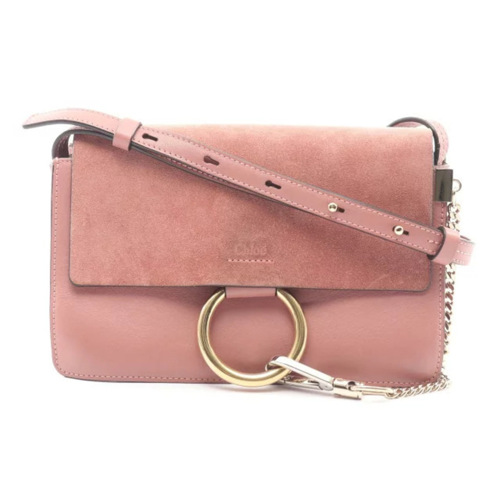 Chloe Faye Shoulder Bag Leather Suede Pink